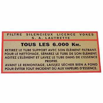 LUCHTFILTER STICKER 'VOKES' LUCHTFILTER STICKER 'VOKES'